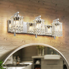 Applique murale en cristal à 3 lumières pour miroir de salle de bain moderne et glamour
