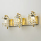 Applique murale en cristal à 3 lumières pour miroir de salle de bain moderne et glamour