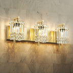 Applique murale en cristal à 3 lumières pour miroir de salle de bain moderne et glamour