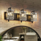 Applique murale en cristal à 3 lumières pour miroir de salle de bain moderne et glamour