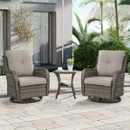 Fauteuil à bascule pivotant d'extérieur Gymojoy 3 pièces en osier avec coussin et table