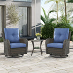 Fauteuil à bascule pivotant d'extérieur Gymojoy 3 pièces en osier avec coussin et table