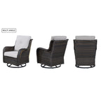 Fauteuil à bascule pivotant d'extérieur Gymojoy 3 pièces en osier avec coussin et table