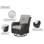 Fauteuil à bascule pivotant d'extérieur Gymojoy 3 pièces en osier avec coussin et table