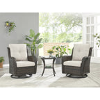 Fauteuil à bascule pivotant d'extérieur Gymojoy 3 pièces en osier avec coussin et table