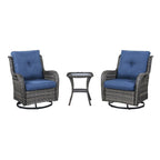 Fauteuil à bascule pivotant d'extérieur Gymojoy 3 pièces en osier avec coussin et table