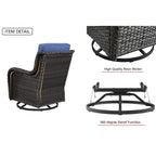 Fauteuil à bascule pivotant d'extérieur Gymojoy 3 pièces en osier avec coussin et table