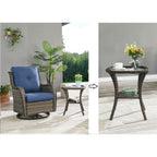 Fauteuil à bascule pivotant d'extérieur Gymojoy 3 pièces en osier avec coussin et table