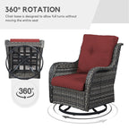 Fauteuil à bascule pivotant d'extérieur Gymojoy 3 pièces en osier avec coussin et table