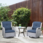 Fauteuil à bascule pivotant d'extérieur Gymojoy 3 pièces en osier avec coussin et table