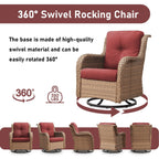 Fauteuil à bascule pivotant d'extérieur Gymojoy 3 pièces en osier avec coussin et table