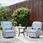 Fauteuil à bascule pivotant d'extérieur Gymojoy 3 pièces en osier avec coussin et table