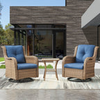 Fauteuil à bascule pivotant d'extérieur Gymojoy 3 pièces en osier avec coussin et table