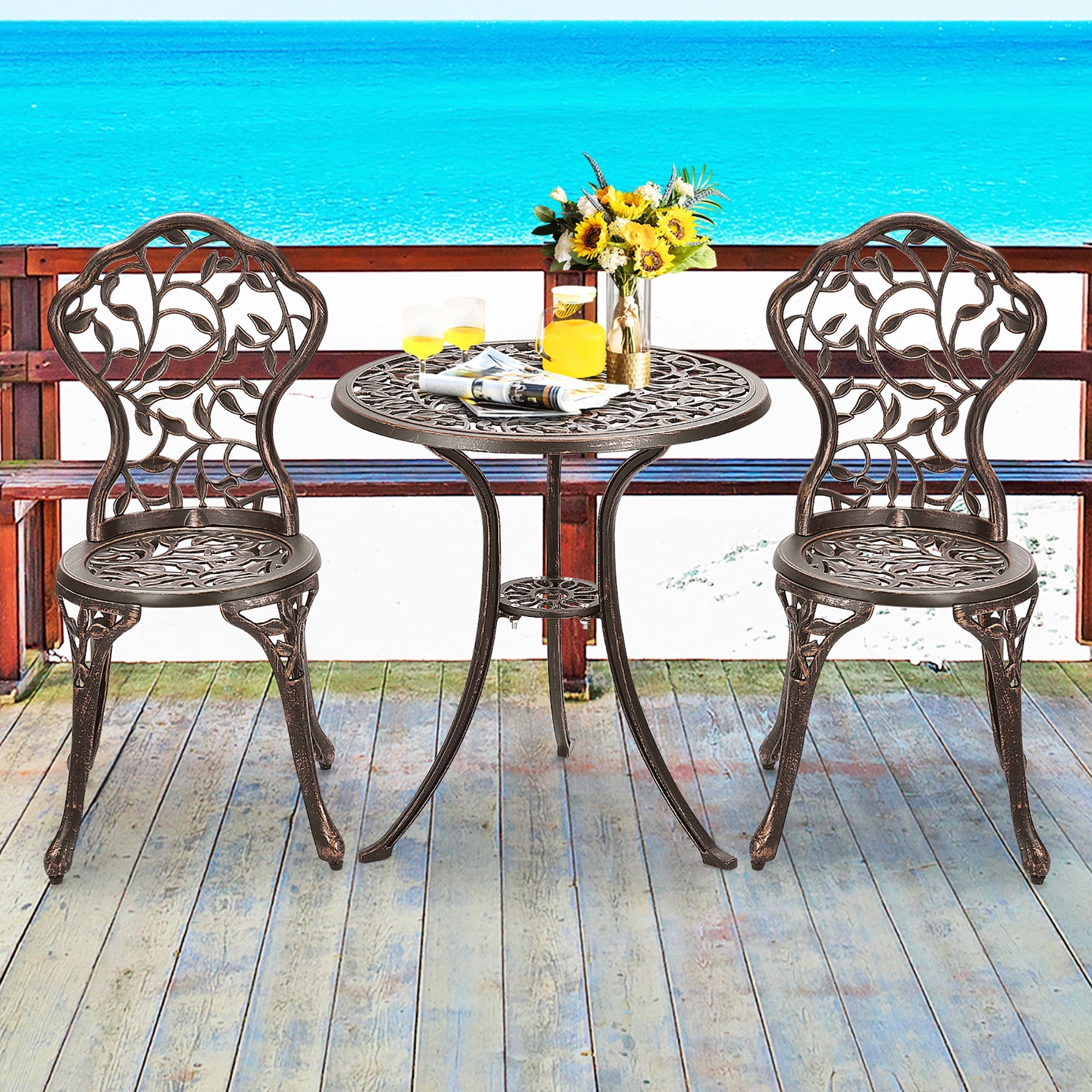 Ensemble de bistrot d'extérieur 3 pièces, ensemble de meubles de patio, ensemble table et chaises