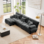Canapé modulable 3 places, canapé profond en forme de nuage en L avec pouf convertible pour le salon