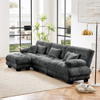 Canapé modulable 3 places, canapé profond en forme de nuage en L avec pouf convertible pour le salon