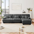 Canapé modulable 3 places, canapé profond en forme de nuage en L avec pouf convertible pour le salon