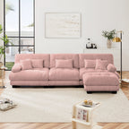 Canapé modulable 3 places, canapé profond en forme de nuage en L avec pouf convertible pour le salon