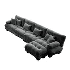 Canapé modulable 3 places, canapé profond en forme de nuage en L avec pouf convertible pour le salon