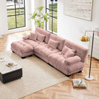 Canapé modulable 3 places, canapé profond en forme de nuage en L avec pouf convertible pour le salon