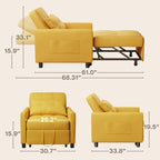 Canapé-lit 3 en 1 réglable, canapé-lit gigogne, convertible et pliable pour salon