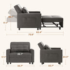 Canapé-lit 3 en 1 réglable, canapé-lit gigogne, convertible et pliable pour salon