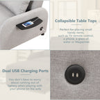 Canapé-lit gigogne 3 en 1 avec table à oreilles pliable et ports USB par Harper&amp;Bright Designs