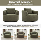 Fauteuil pivotant à 360°, fauteuil d'appoint Boucle 38,2" avec coussin décoratif, fauteuil rembourré en forme de tonneau avec accoudoirs incurvés