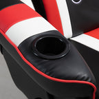 Fauteuil de jeu inclinable pivotant à 360°, style course, avec support lombaire, repose-pieds et deux porte-gobelets pour salle de jeux
