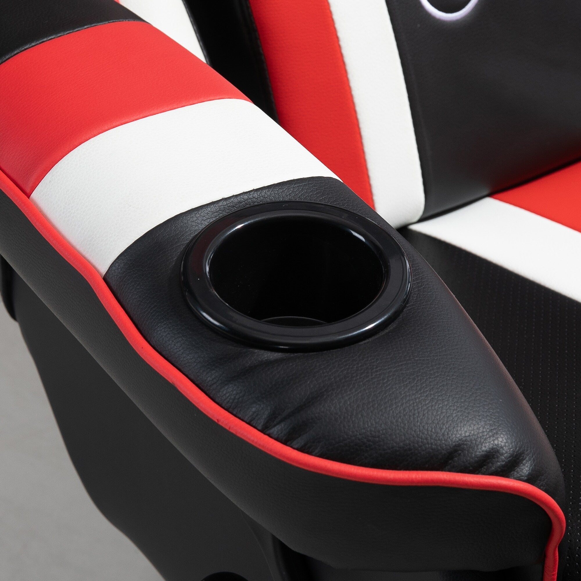 Fauteuil de jeu inclinable pivotant à 360°, style course, avec support lombaire, repose-pieds et deux porte-gobelets pour salle de jeux