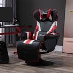 Fauteuil de jeu inclinable pivotant à 360°, style course, avec support lombaire, repose-pieds et deux porte-gobelets pour salle de jeux