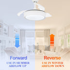Ventilateur de plafond rétractable moderne Bella Depot 36 avec éclairage LED, pales réversibles à 6 vitesses et télécommande