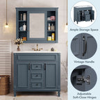 Meuble-lavabo moderne de 36 po avec lavabo supérieur et armoire à miroir, 2 portes et 2 tiroirs