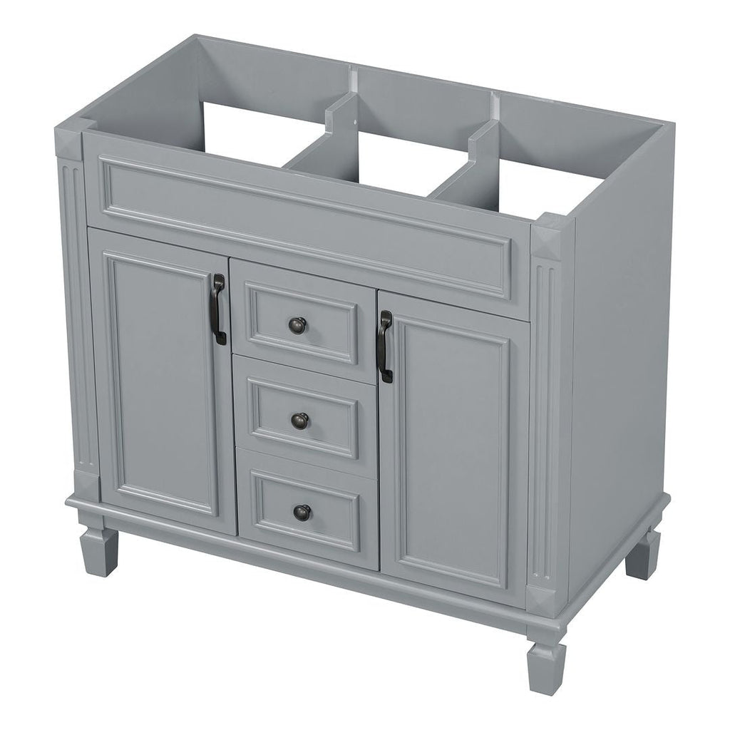 Meuble-lavabo moderne de 36 po avec lavabo supérieur et armoire à miroir, 2 portes et 2 tiroirs