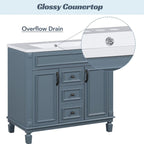 Meuble-lavabo moderne de 36 po avec lavabo supérieur et armoire à miroir, 2 portes et 2 tiroirs