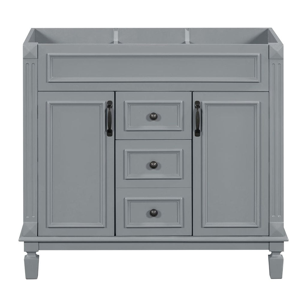 Meuble-lavabo moderne de 36 po avec lavabo supérieur et armoire à miroir, 2 portes et 2 tiroirs