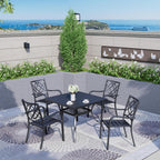 Table à manger rectangulaire en métal pour patio extérieur 60 x 37 avec trou pour parasol pour 6 personnes