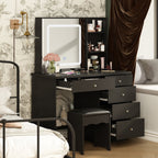 Ensemble de coiffeuse de maquillage de 39,4 po de largeur avec tabouret et miroir