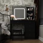 Ensemble de coiffeuse de maquillage de 39,4 po de largeur avec tabouret et miroir