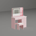 Ensemble de coiffeuse de maquillage de 39,4 po de large avec tabouret et miroir