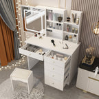 Ensemble de coiffeuse de maquillage de 39,4 po de large avec tabouret et miroir