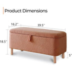 Banc ottoman de rangement en sherpa blanc cassé, repose-pieds, pour salon, chambre à coucher, pieds en bois