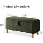 Banc ottoman de rangement en sherpa blanc cassé, repose-pieds, pour salon, chambre à coucher, pieds en bois