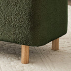 Banc ottoman de rangement en sherpa blanc cassé, repose-pieds, pour salon, chambre à coucher, pieds en bois