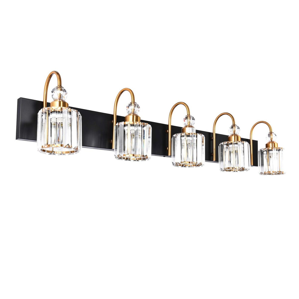 Applique murale moderne en cristal pour salle de bain, éclairage de vanité, chrome/noir/doré