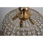Lustre rétro français à 4/5 lumières en laiton antique avec globe en cristal et suspension pour îlot de cuisine