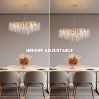 Lustre rectangulaire en cristal doré moderne de 40 po, branches d'arbre, luminaire suspendu pour îlot de cuisine, salle à manger