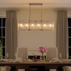 Lustre rectangulaire en cristal moderne linéaire de 40 po, 16 lumières, en laiton doré, pour salle à manger, salon, cuisine, îlot central