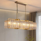 Lustre rectangulaire en cristal moderne linéaire de 40 po, 16 lumières, en laiton doré, pour salle à manger, salon, cuisine, îlot central