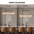 Lustre rectangulaire en cristal moderne linéaire de 40 po, 16 lumières, en laiton doré, pour salle à manger, salon, cuisine, îlot central